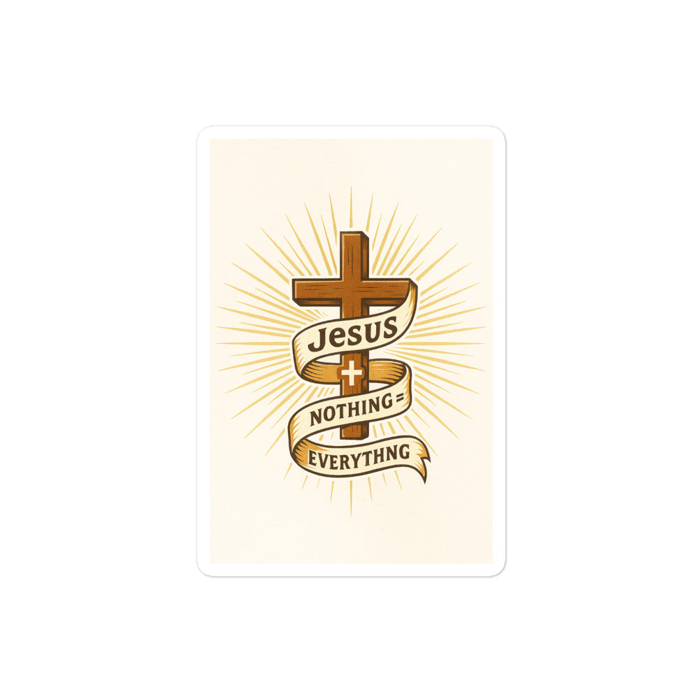 Jesus + Nothing = Everything - Bubble-free stickers - Christian Apparel by BASR Clothing