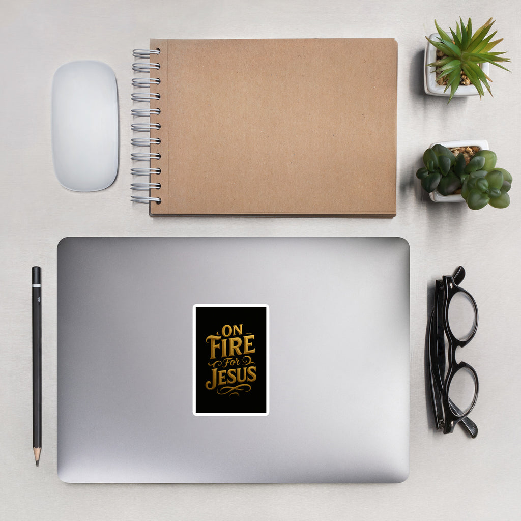 On Fire for Jesus - Bubble-free stickers - Christian Apparel by BASR Clothing