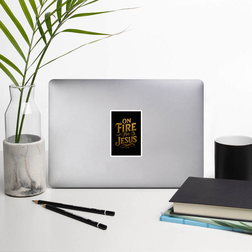 On Fire for Jesus - Bubble-free stickers - Christian Apparel by BASR Clothing