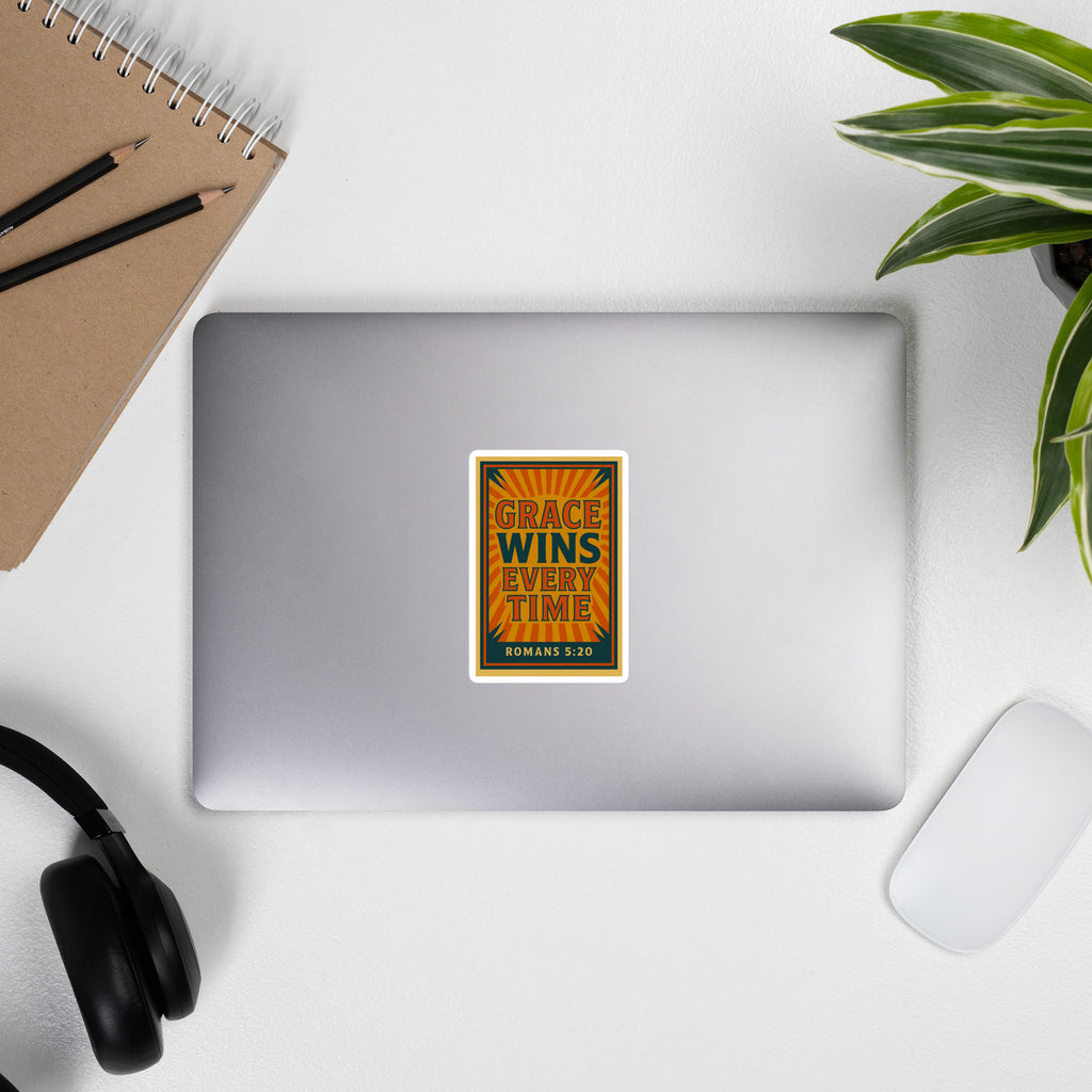 Grace Wins - Bubble-free stickers - Christian Apparel by BASR Clothing