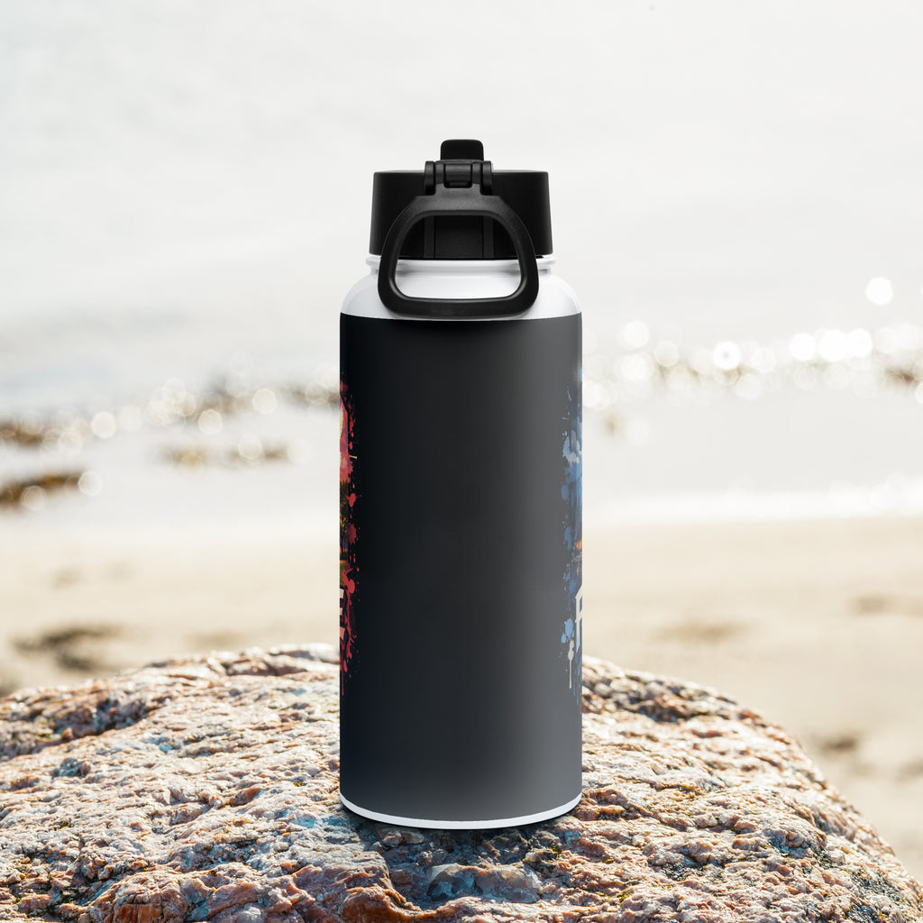 Jesus is my King - Stainless steel water bottle with a straw lid - Christian Apparel by BASR Clothing