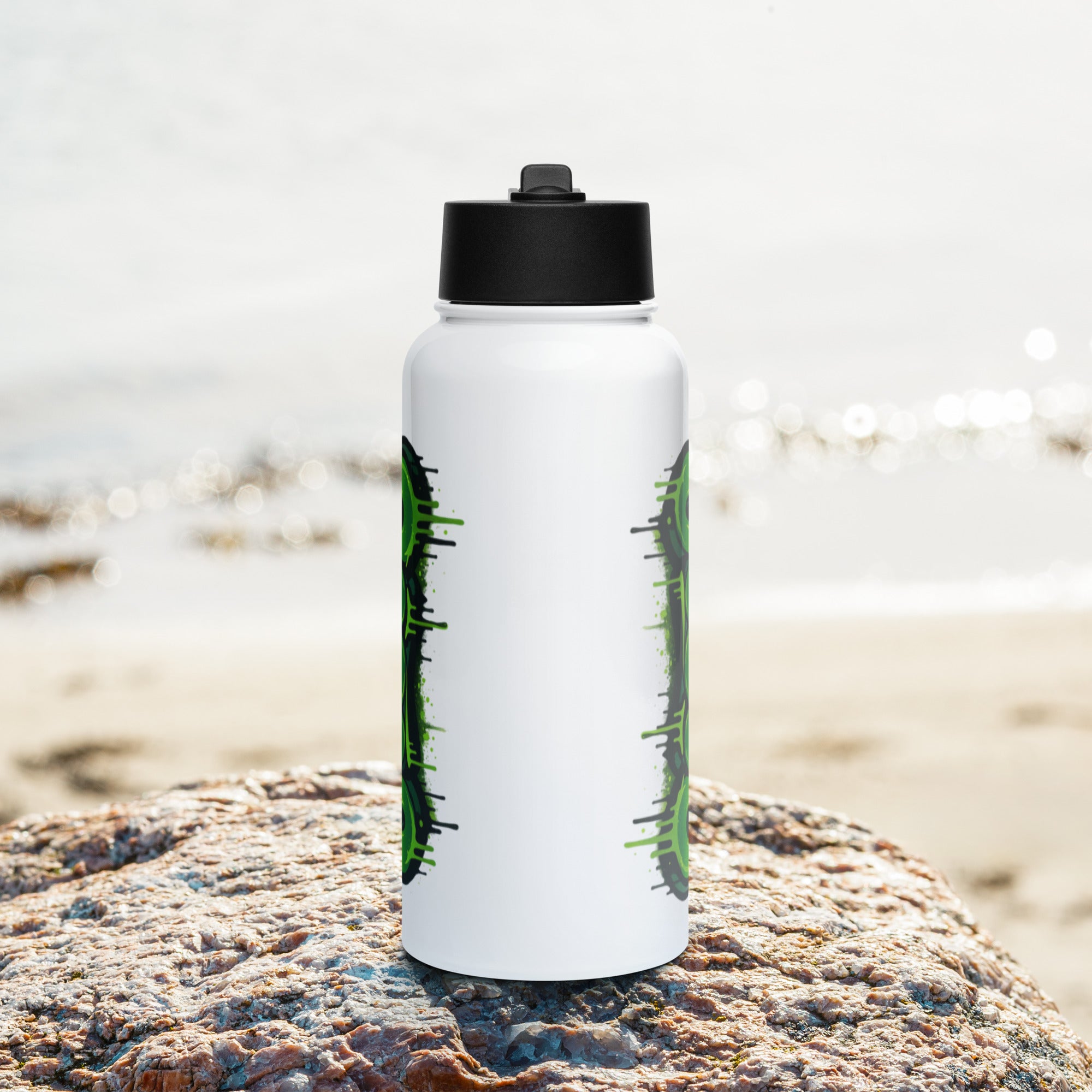 Jesus - Stainless steel water bottle with a straw lid - Christian Apparel by BASR Clothing