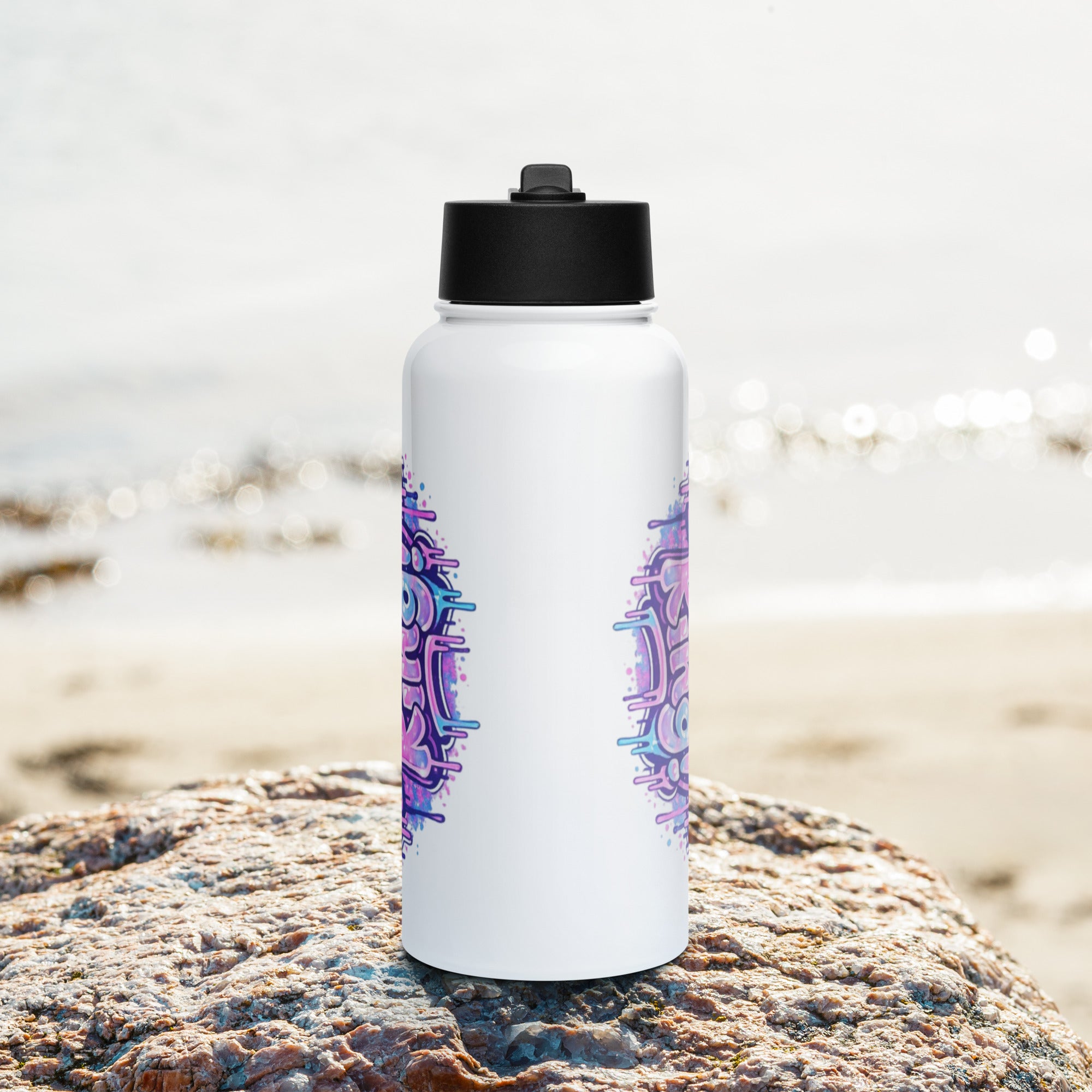 Jesus is my King - Stainless steel water bottle with a straw lid - Christian Apparel by BASR Clothing