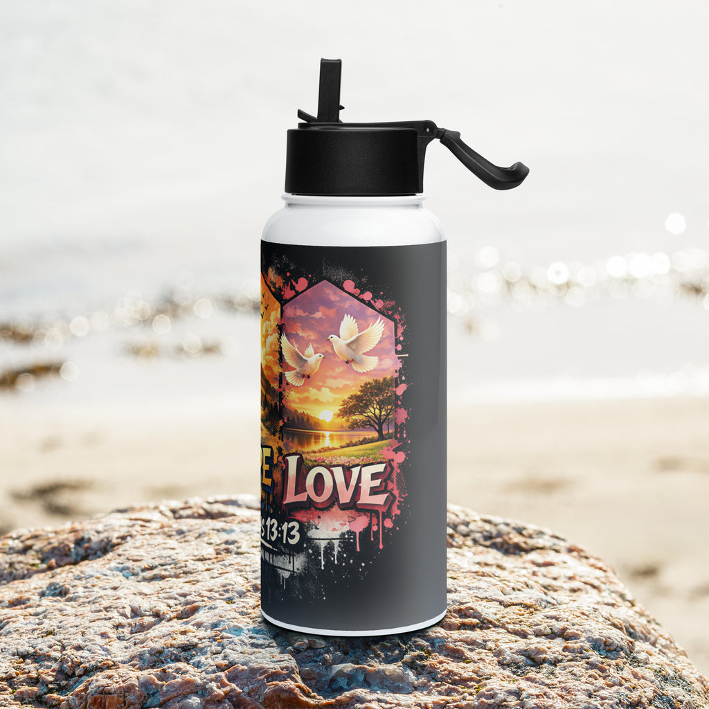 Jesus is my King - Stainless steel water bottle with a straw lid - Christian Apparel by BASR Clothing