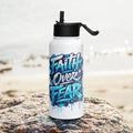 Faith over Fear - Stainless steel water bottle with a straw lid - Christian Apparel by BASR Clothing