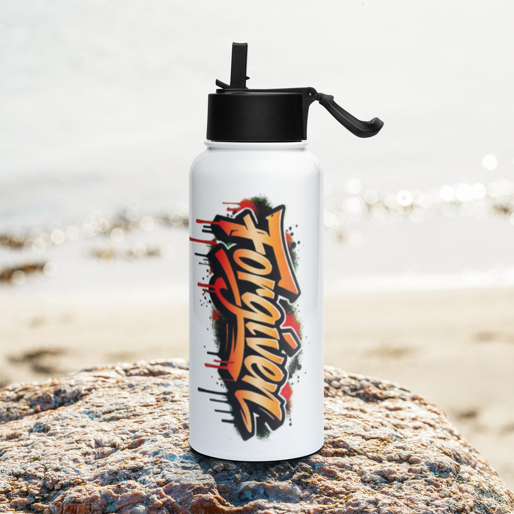 Forgiven - Stainless steel water bottle with a straw lid - Christian Apparel by BASR Clothing