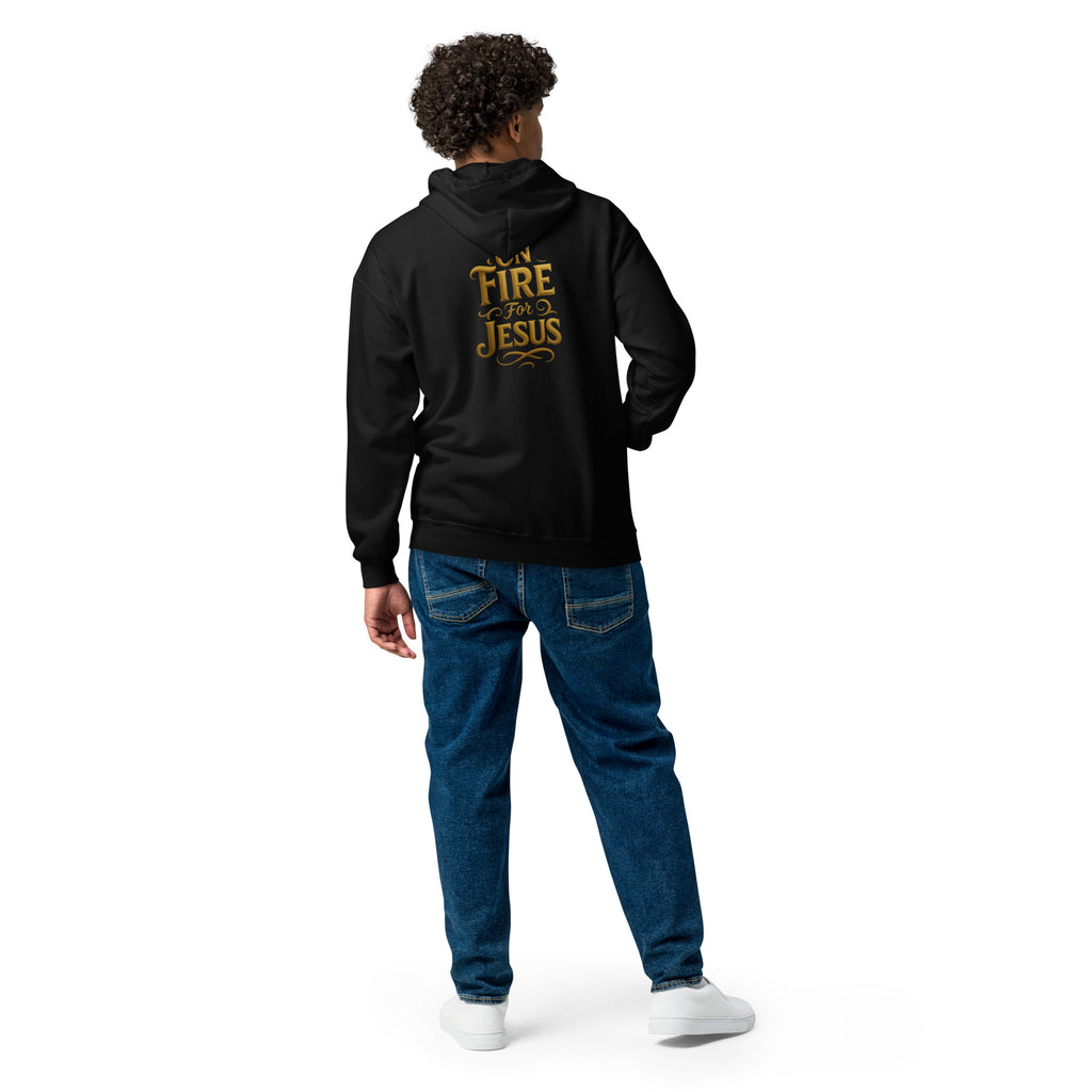 On Fire for Jesus - Unisex heavy blend zip hoodie - Christian Apparel by BASR Clothing