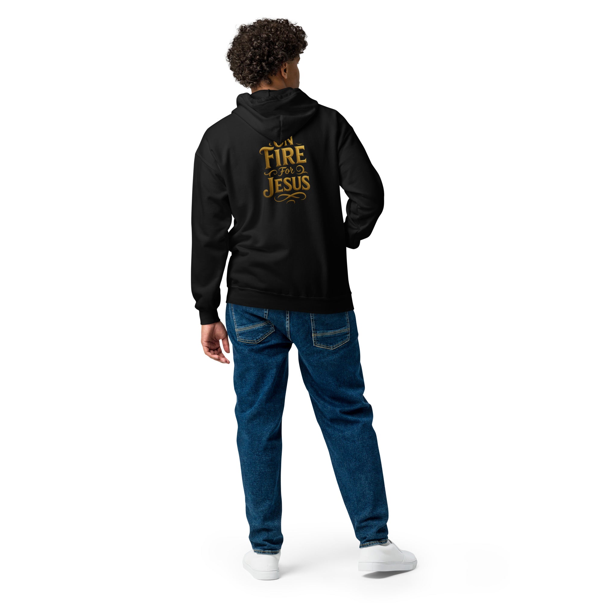 On Fire for Jesus - Unisex heavy blend zip hoodie - Christian Apparel by BASR Clothing
