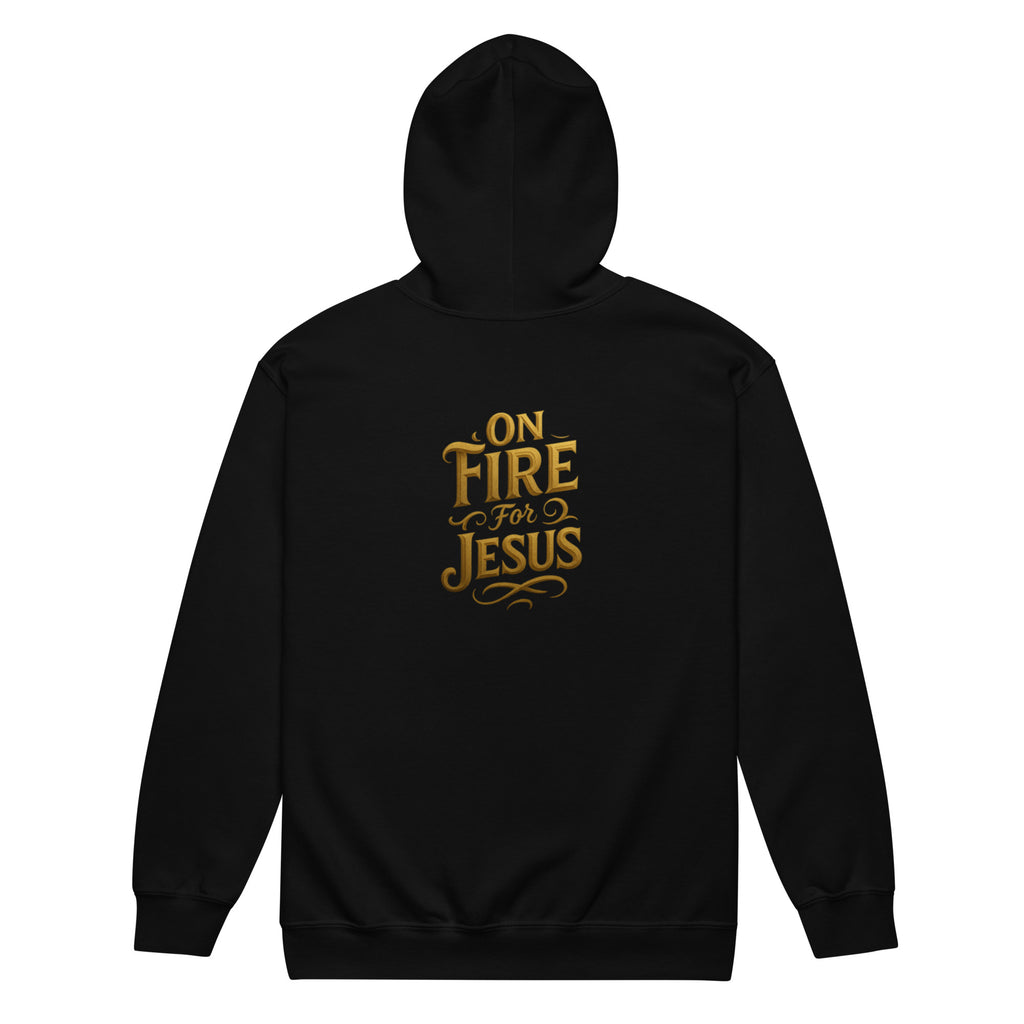 On Fire for Jesus - Unisex heavy blend zip hoodie - Christian Apparel by BASR Clothing