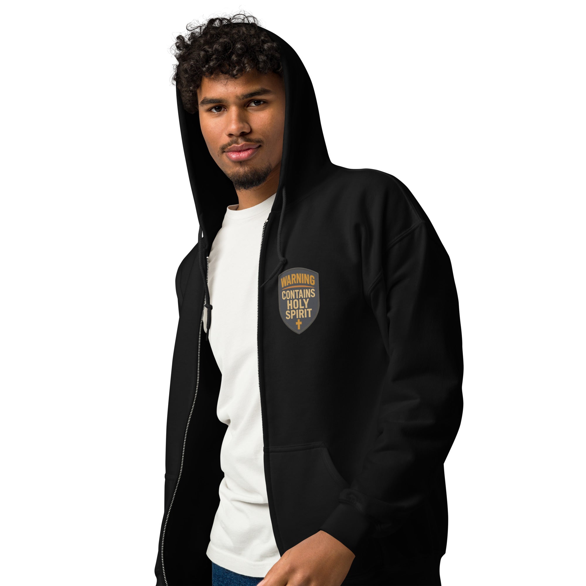 Contains Holy Spirit - Unisex heavy blend zip hoodie - Christian Apparel by BASR Clothing