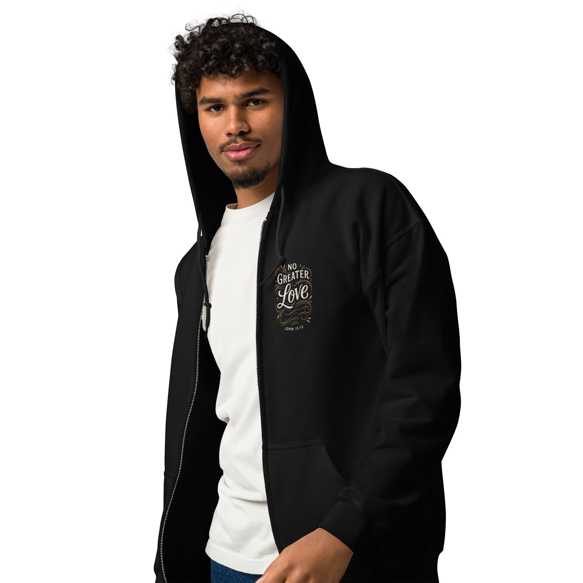 No Greater Love - Unisex heavy blend zip hoodie - Christian Apparel by BASR Clothing