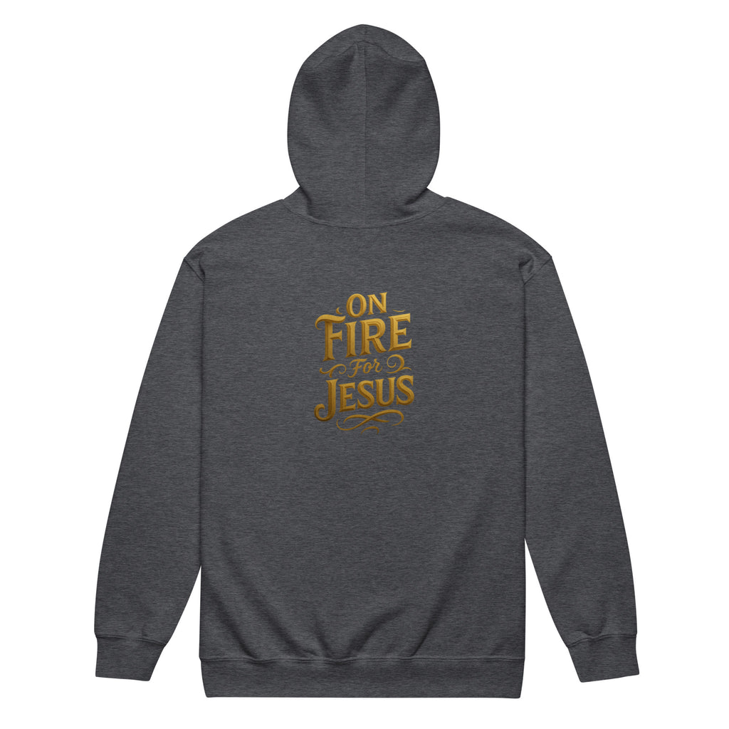 On Fire for Jesus - Unisex heavy blend zip hoodie - Christian Apparel by BASR Clothing