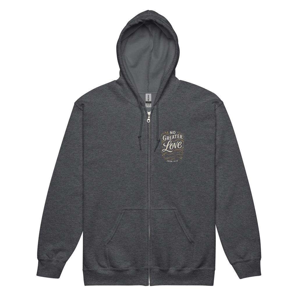 No Greater Love - Unisex heavy blend zip hoodie - Christian Apparel by BASR Clothing
