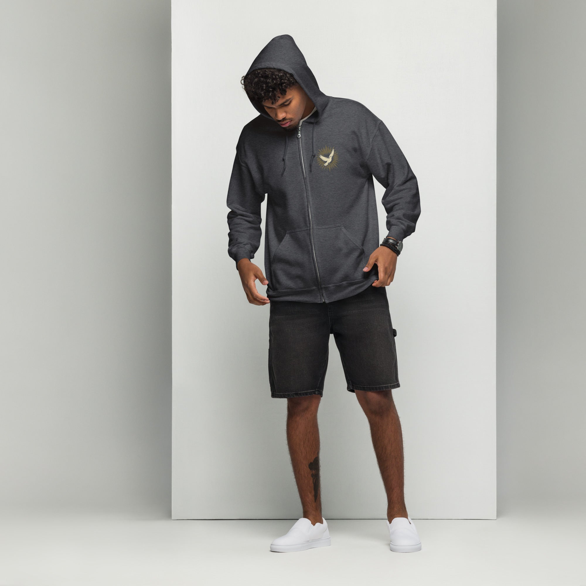 Dove - Unisex heavy blend zip hoodie - Christian Apparel by BASR Clothing
