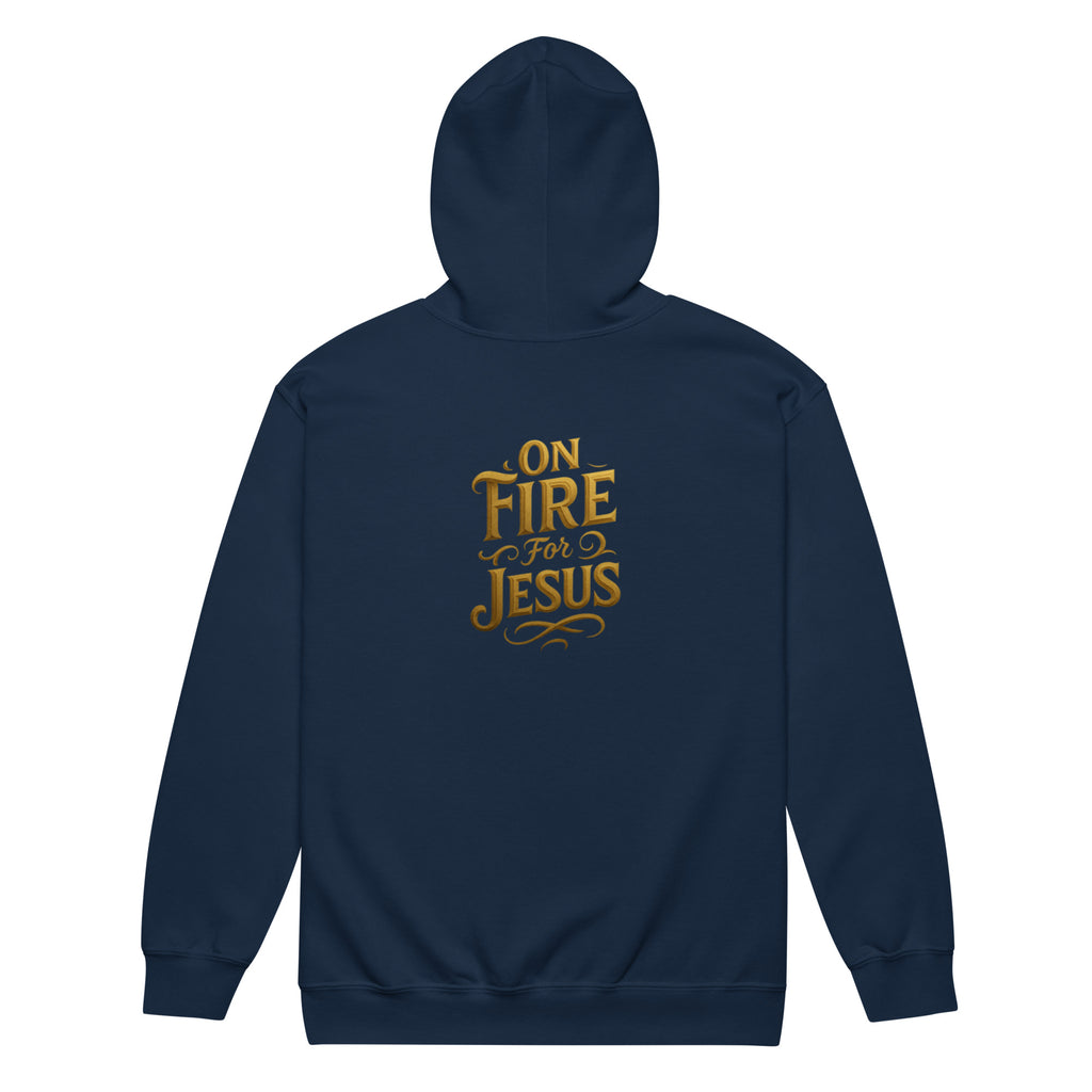On Fire for Jesus - Unisex heavy blend zip hoodie - Christian Apparel by BASR Clothing