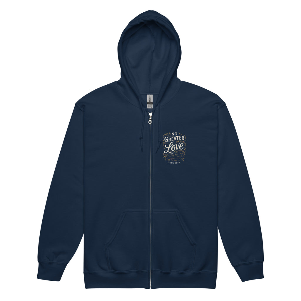 No Greater Love - Unisex heavy blend zip hoodie - Christian Apparel by BASR Clothing