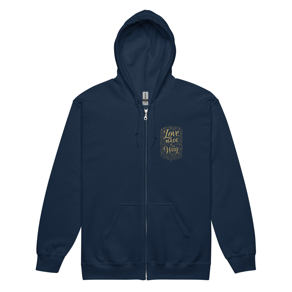 Love Made a Way - Unisex heavy blend zip hoodie - Christian Apparel by BASR Clothing