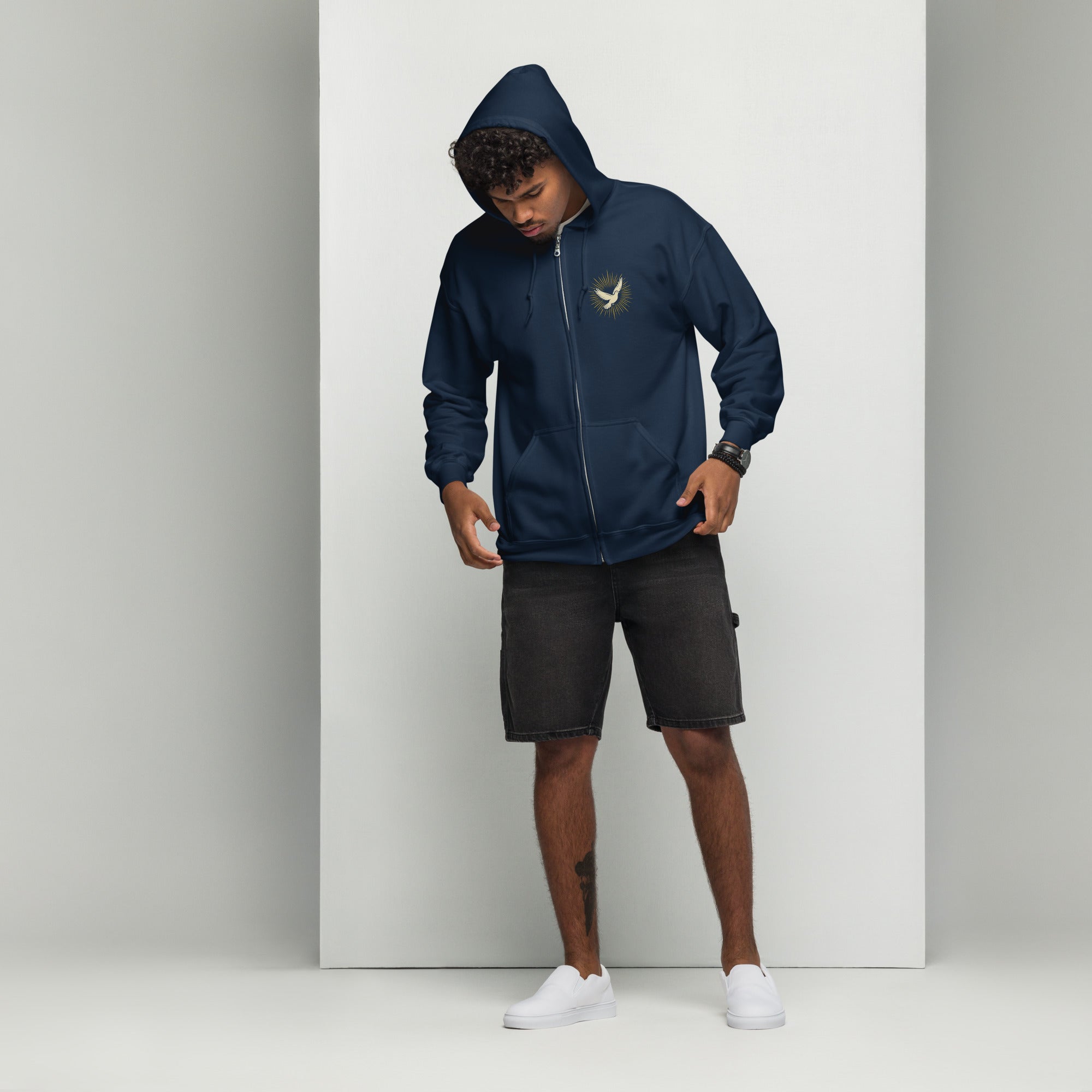 Dove - Unisex heavy blend zip hoodie - Christian Apparel by BASR Clothing