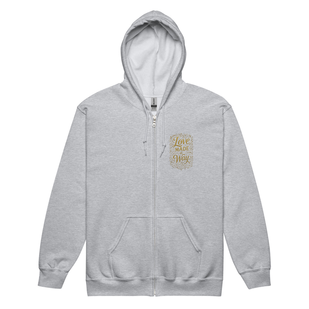 Love Made a Way - Unisex heavy blend zip hoodie - Christian Apparel by BASR Clothing