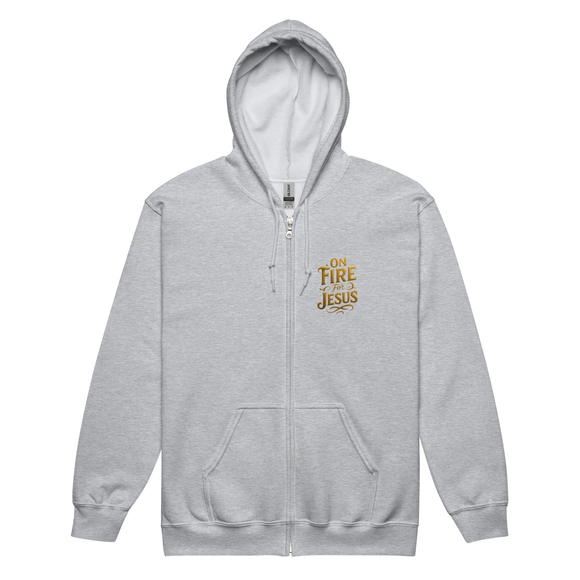 On Fire for Jesus - Unisex heavy blend zip hoodie - Christian Apparel by BASR Clothing