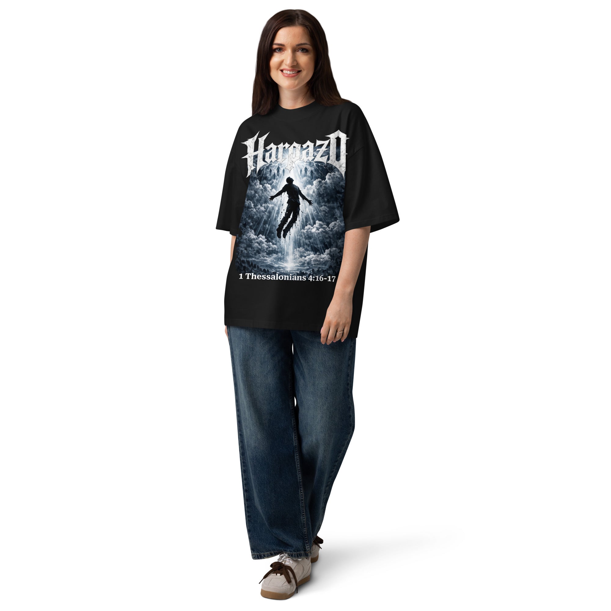 Harpazo - Unisex organic oversized high neck t-shirt - Christian Apparel by BASR Clothing