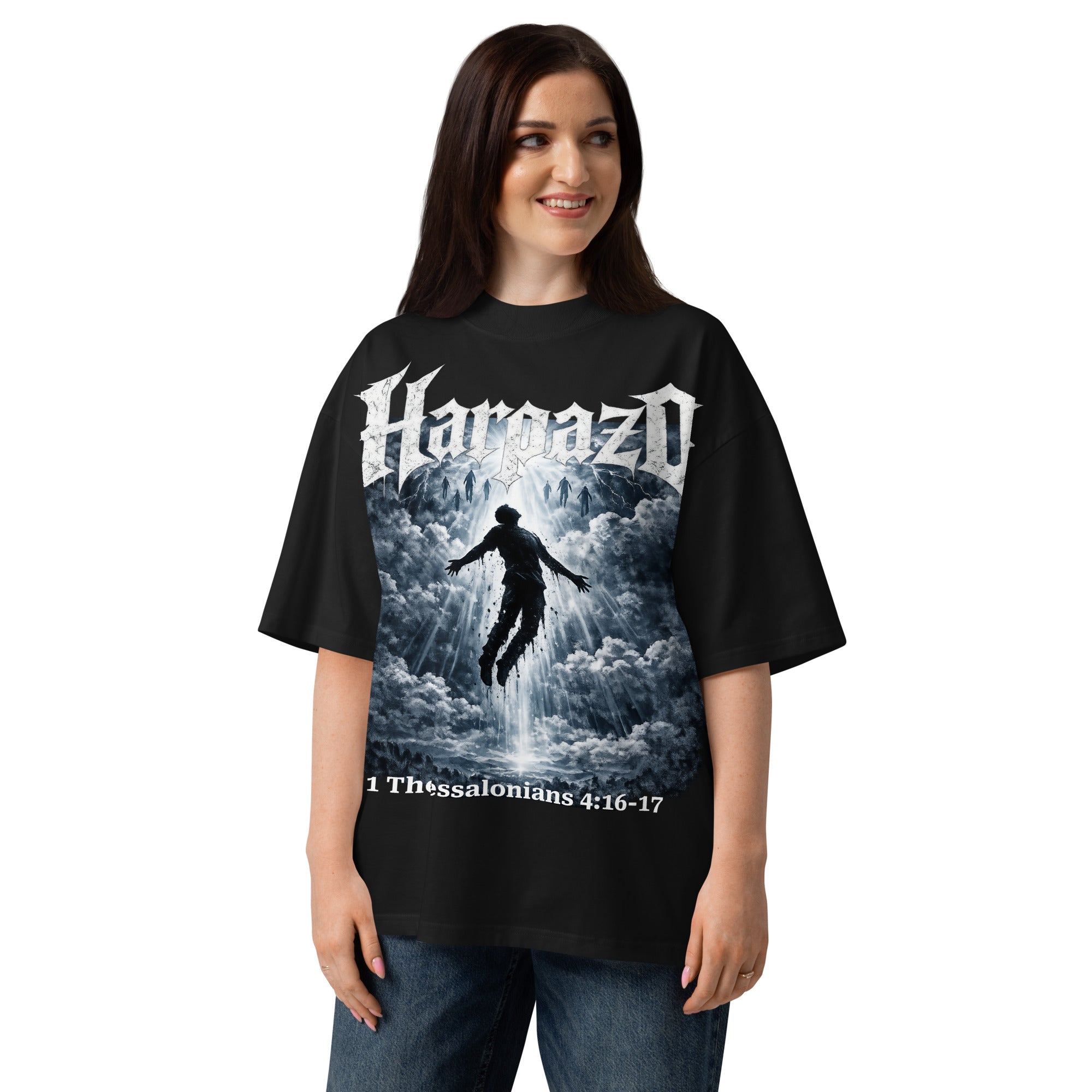 Harpazo - Unisex organic oversized high neck t-shirt - Christian Apparel by BASR Clothing