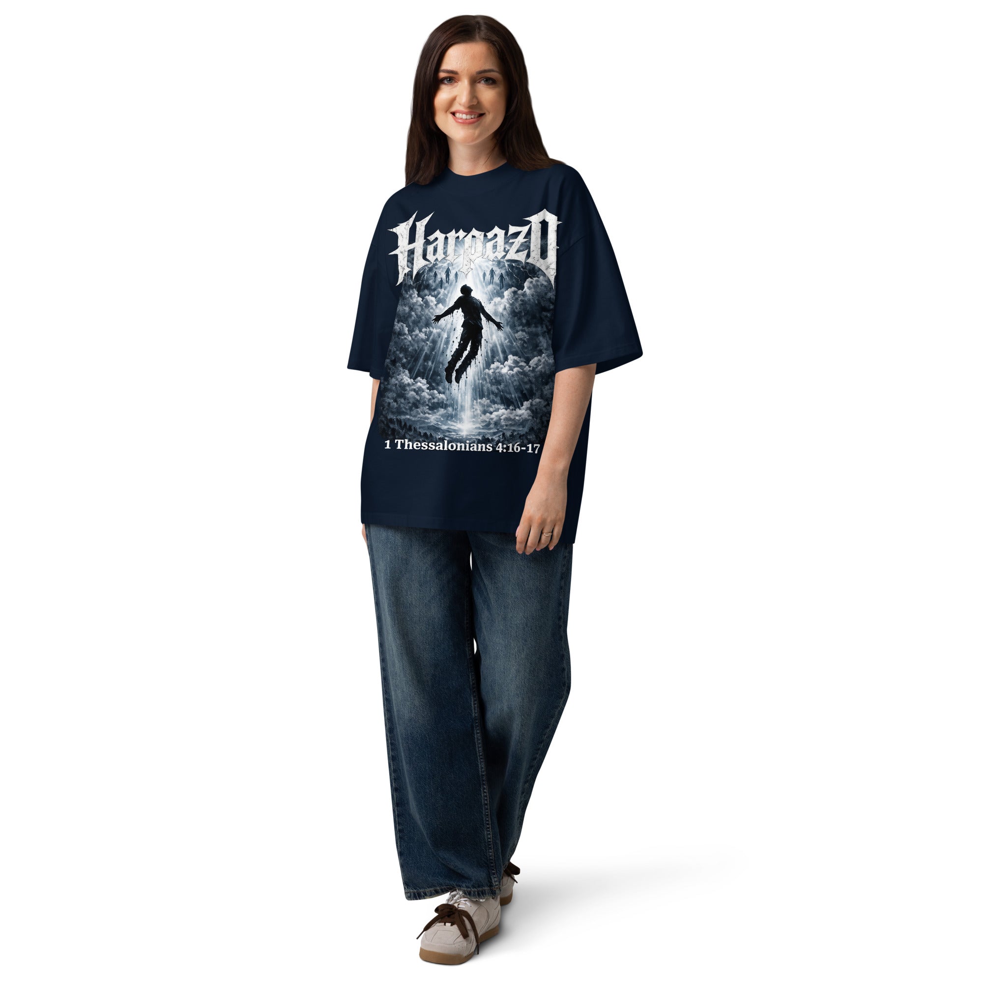 Harpazo - Unisex organic oversized high neck t-shirt - Christian Apparel by BASR Clothing