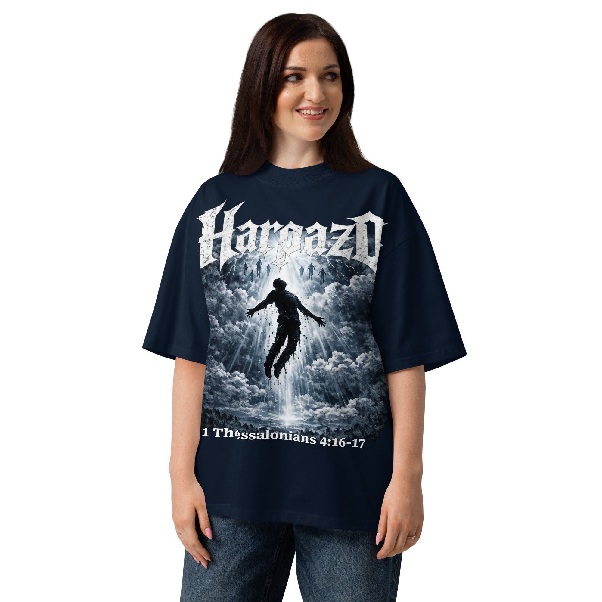 Harpazo - Unisex organic oversized high neck t-shirt - Christian Apparel by BASR Clothing
