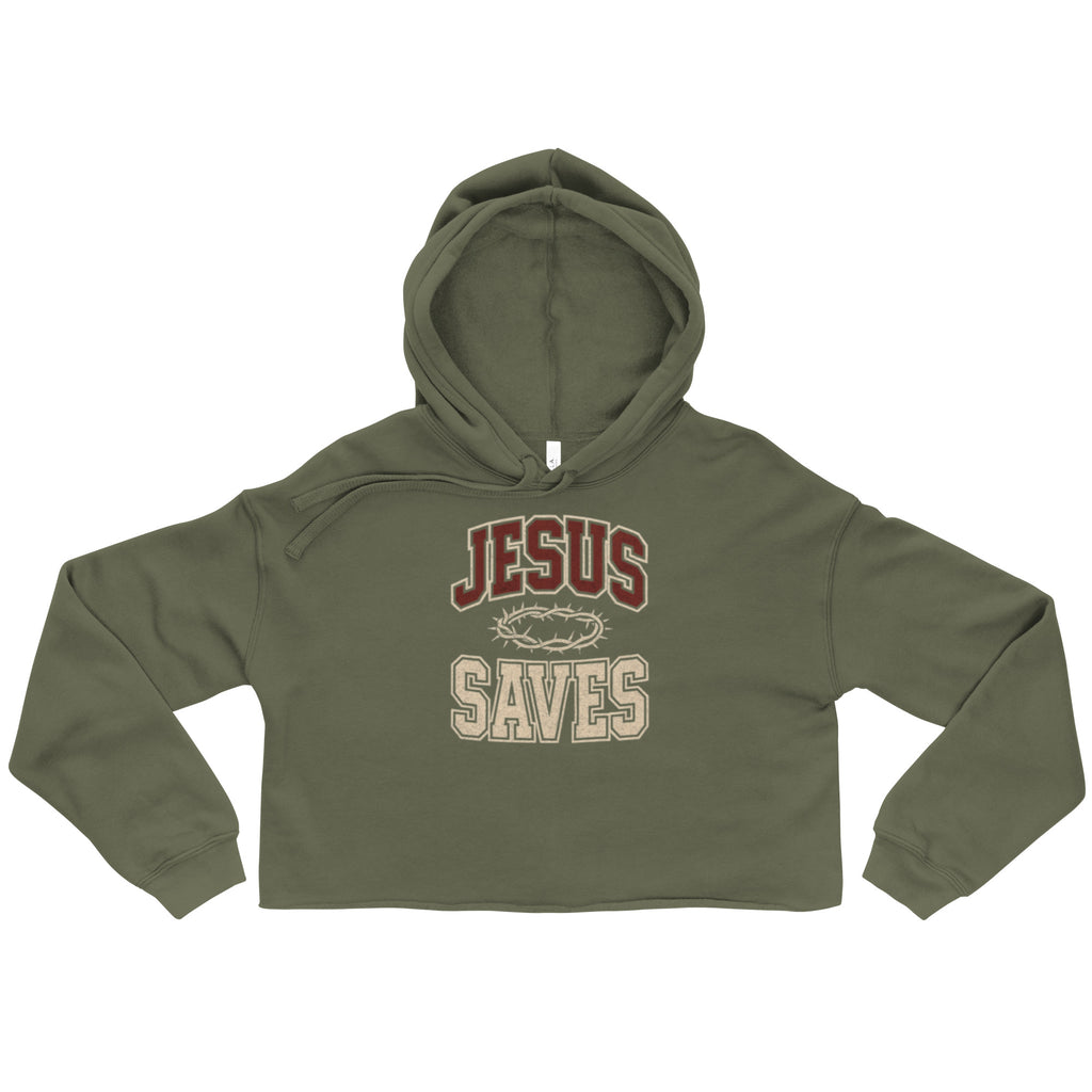 Jesus Saves - Crop Hoodie - Christian Apparel by BASR Clothing