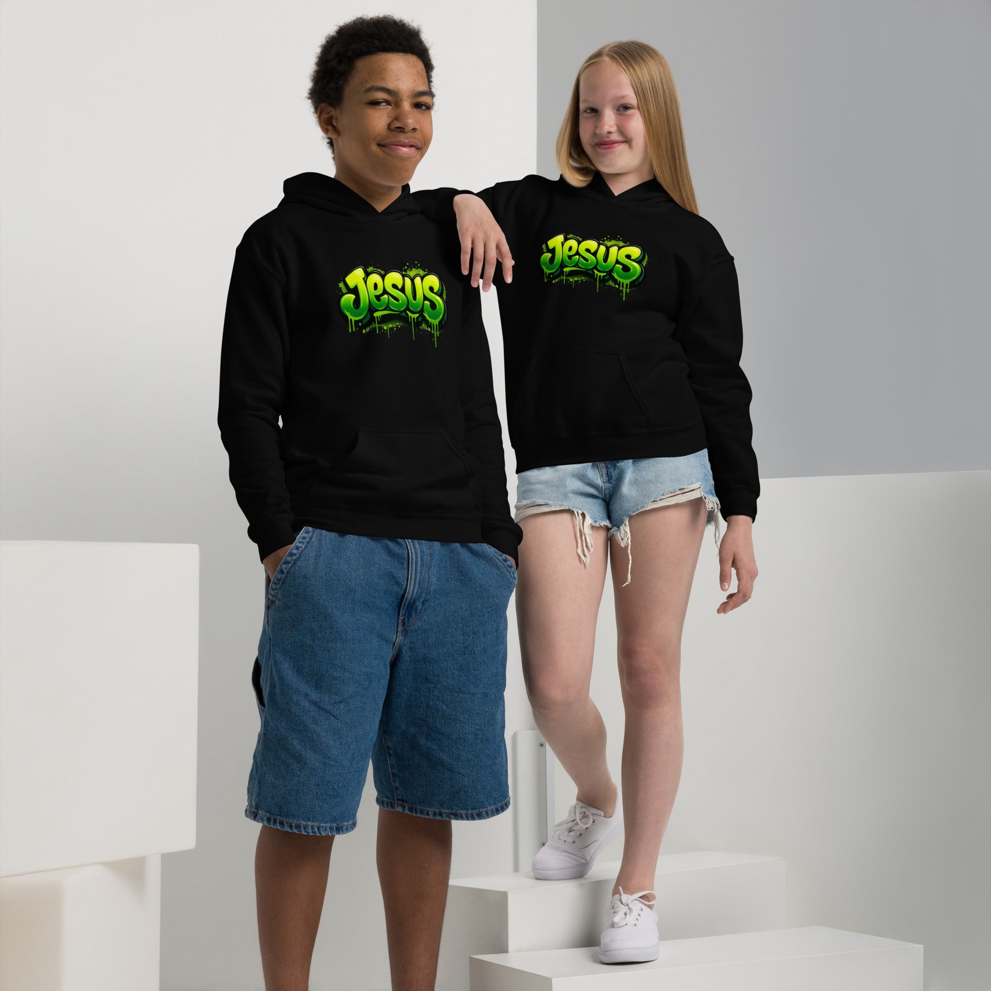 Jesus - Youth heavy blend hoodie - Christian Apparel by BASR Clothing
