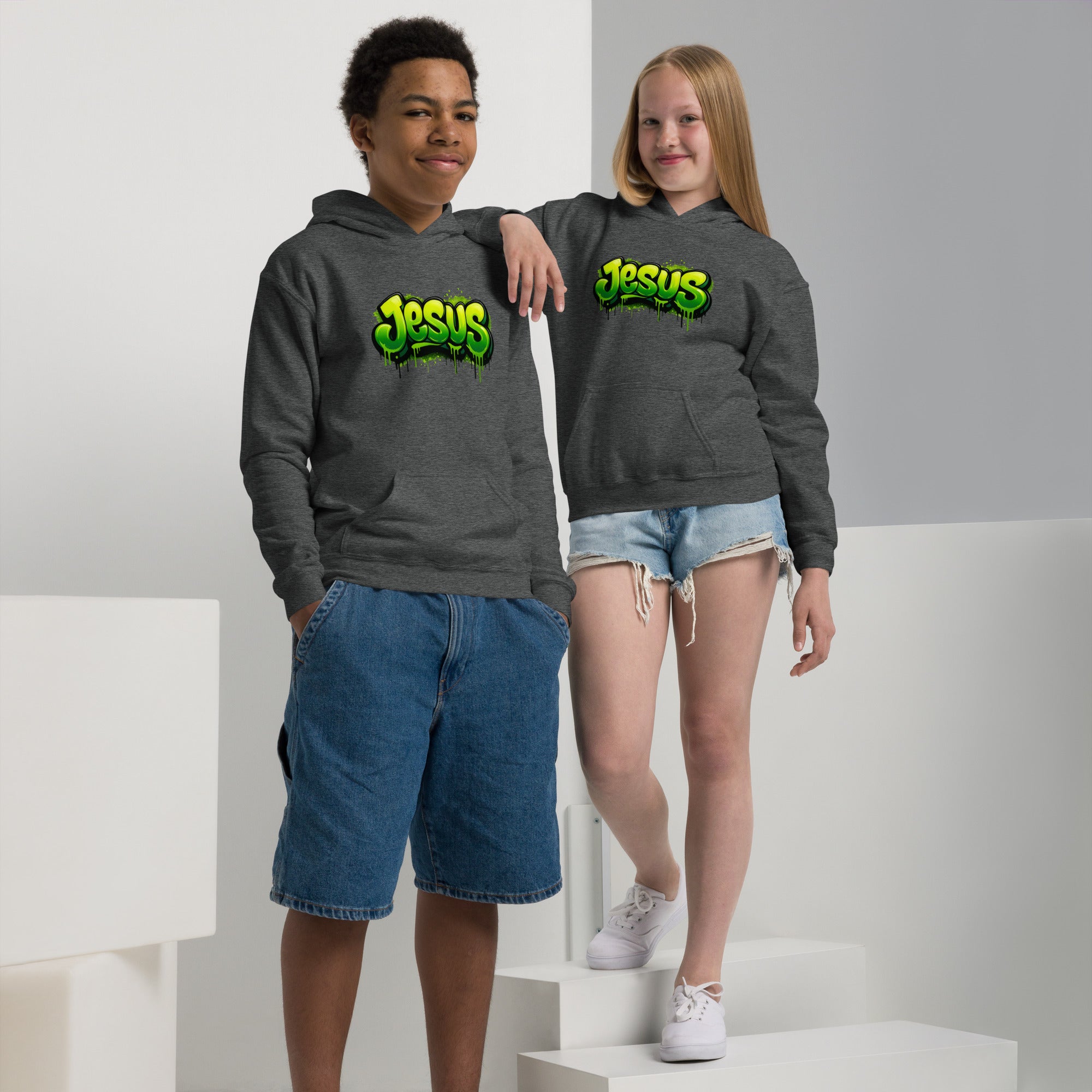 Jesus - Youth heavy blend hoodie - Christian Apparel by BASR Clothing
