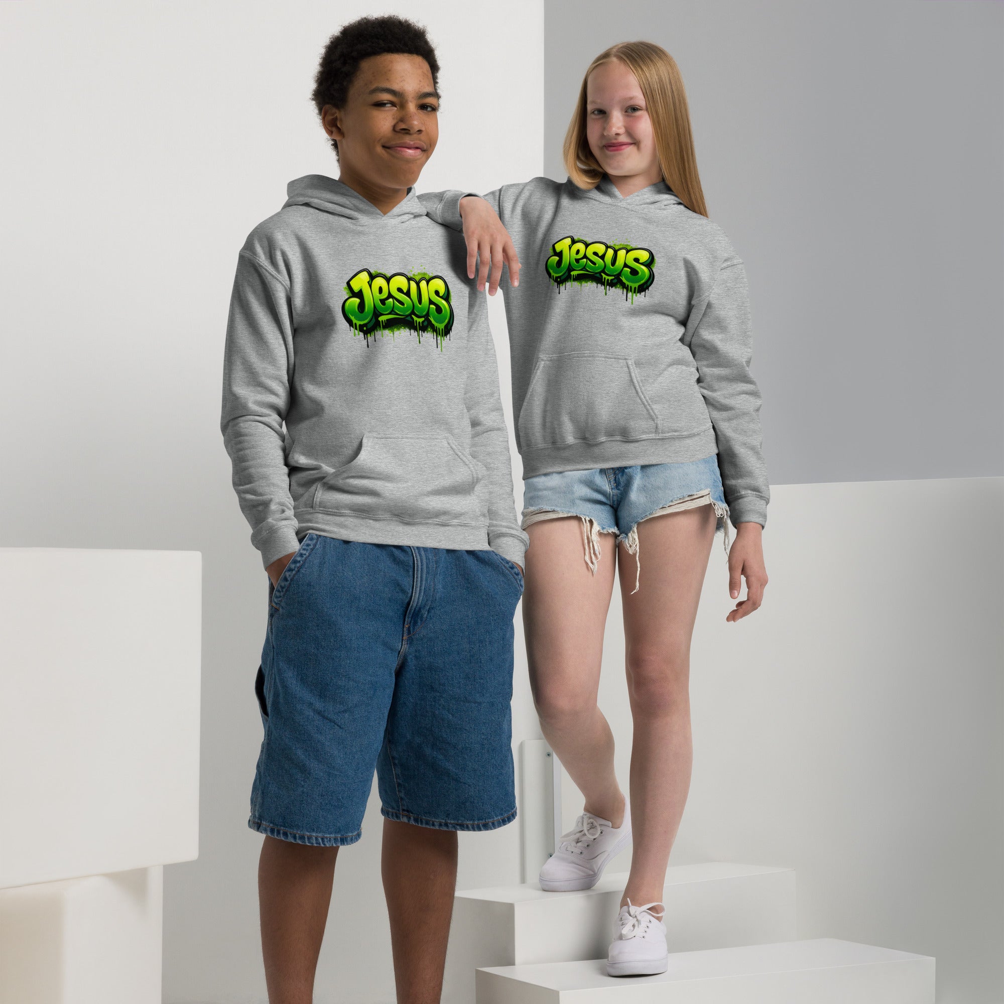 Jesus - Youth heavy blend hoodie - Christian Apparel by BASR Clothing