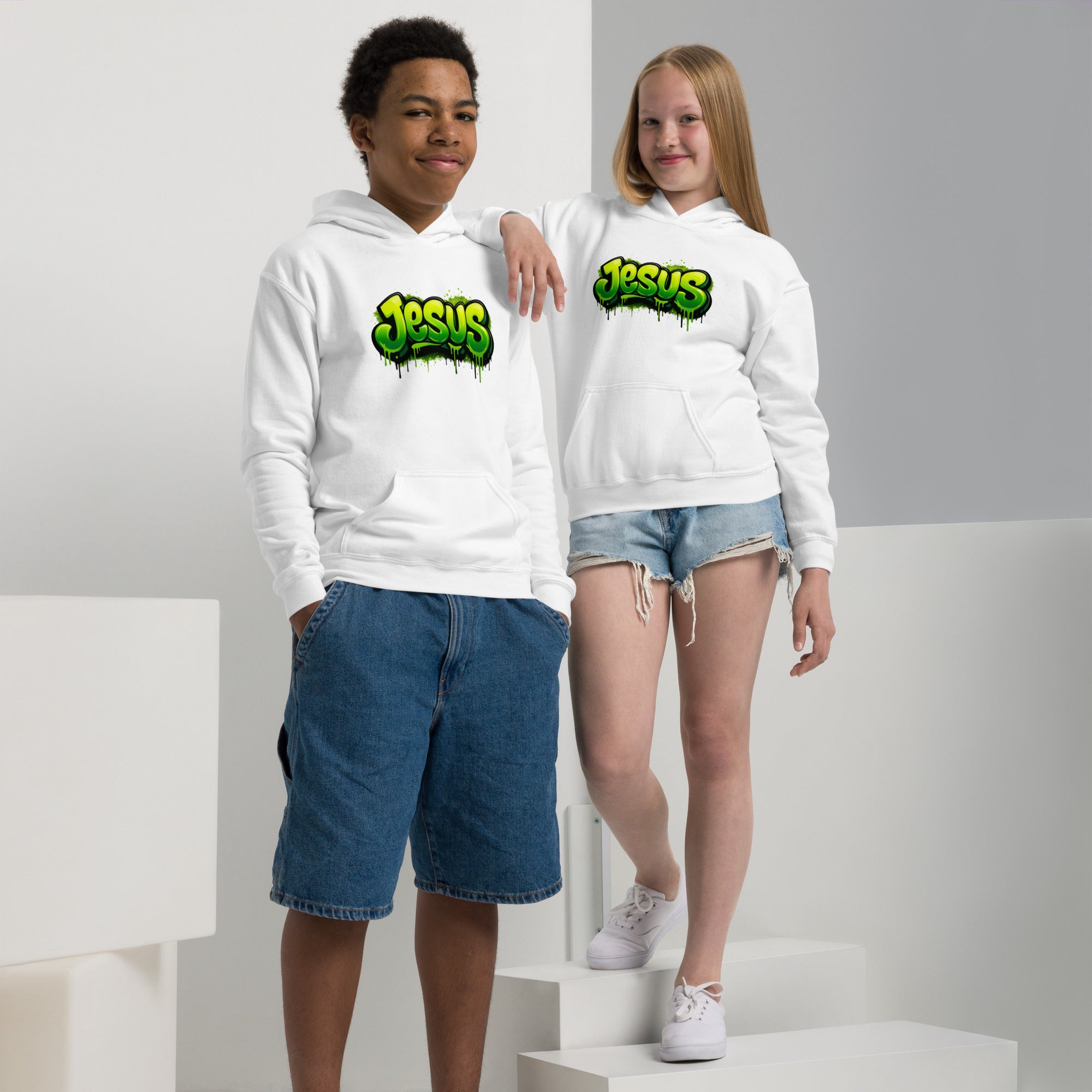 Jesus - Youth heavy blend hoodie - Christian Apparel by BASR Clothing